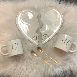 Valentine’s / wedding mr & mrs cup plate spoon love plate set